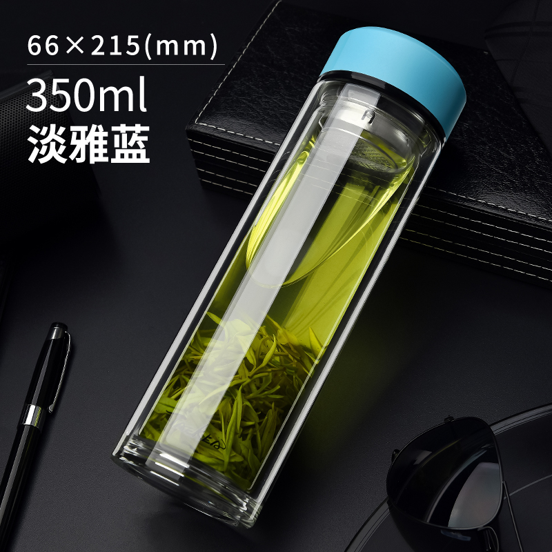 TONG QI 仝器 TK1802 双层玻璃茶杯 350ml 淡雅蓝 6.9元（需用券）