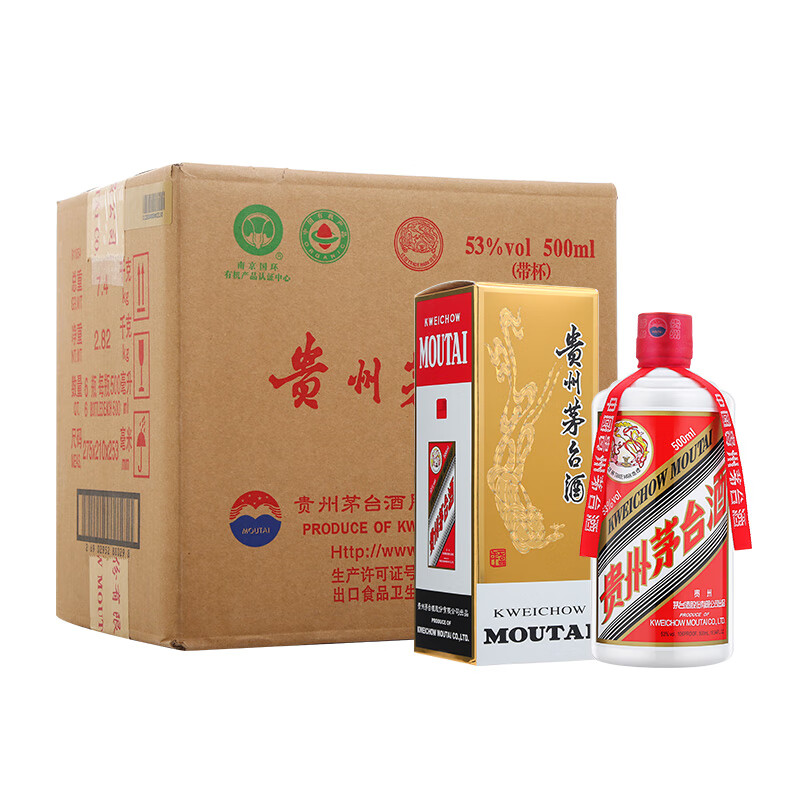 茅台 飞天 2022年 53度 酱香型白酒 500ml*6瓶整箱装 2000.15元