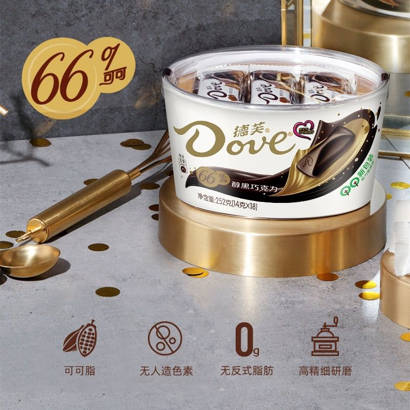 88VIP：Dove 德芙 66%醇黑巧克力 252g 28.21元（需买2件，需用券）