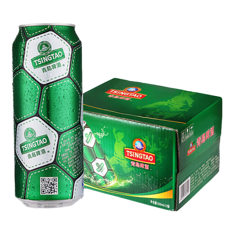 plus会员:青岛啤酒（TsingTao）经典足球罐10度 500mL 12罐 ＊2件 93.5元包邮（需领