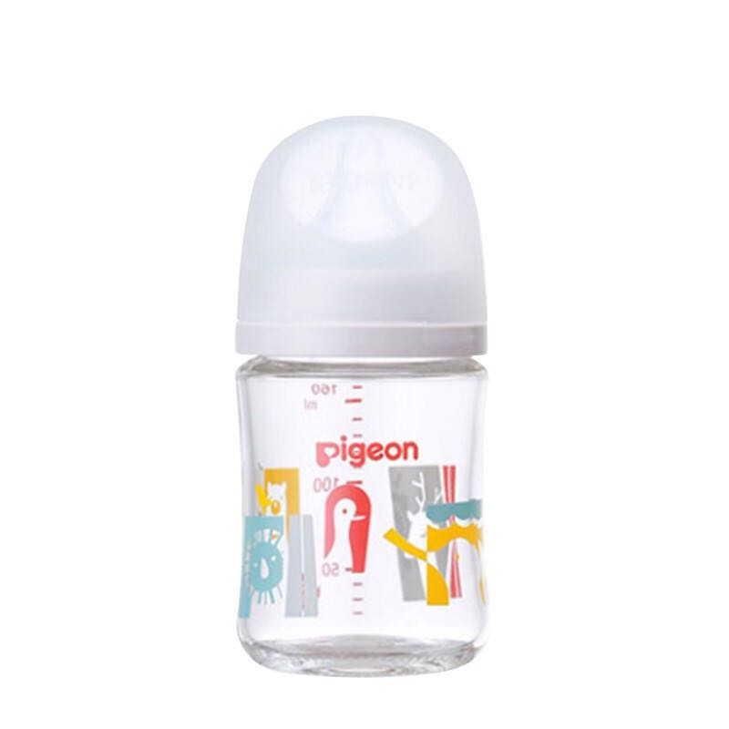 Pigeon 贝亲 宝宝婴儿玻璃奶瓶仿母乳耐热宽口径自带SS号160ml 彩绘动物园 86.75元（需买2件，需用券）