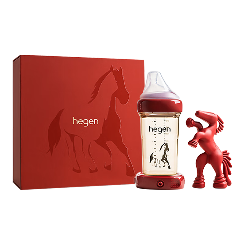 hegen 海格恩新生婴儿防胀气奶瓶3-6个月+PPSU仿母乳奶瓶马年纪念款礼盒 240ml 