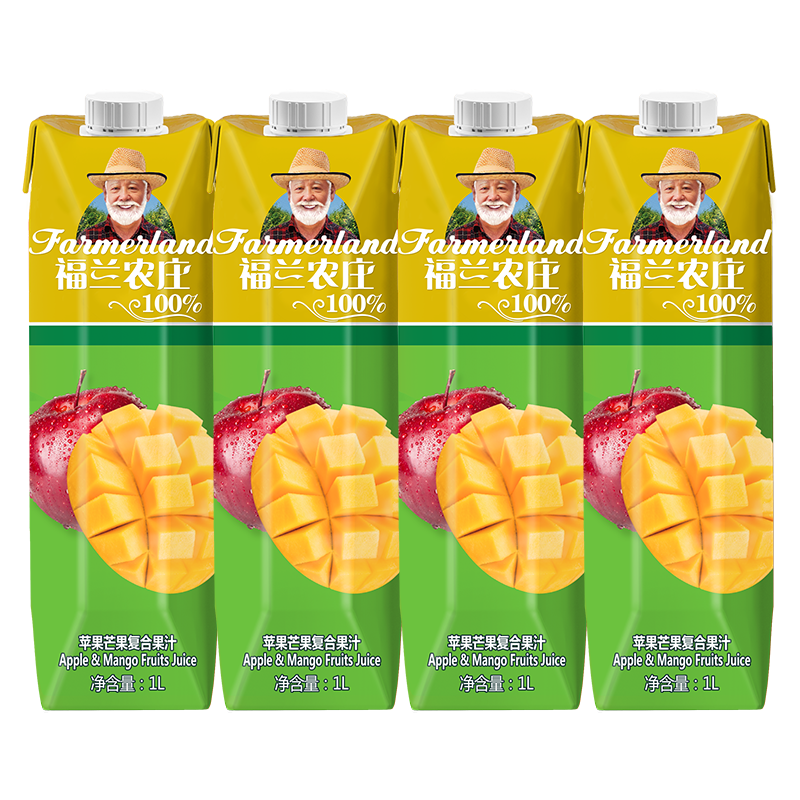 需入会、需首单、Plus会员:福兰农庄 100﹪芒果复合果汁 1L*4瓶（需买3件） 58.