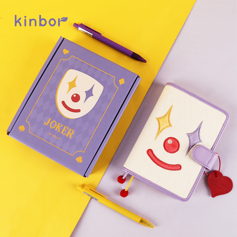 kinbor 创意A6手帐本梦境小丑礼盒套装生日礼物女生可爱日记本刺绣手账本笔