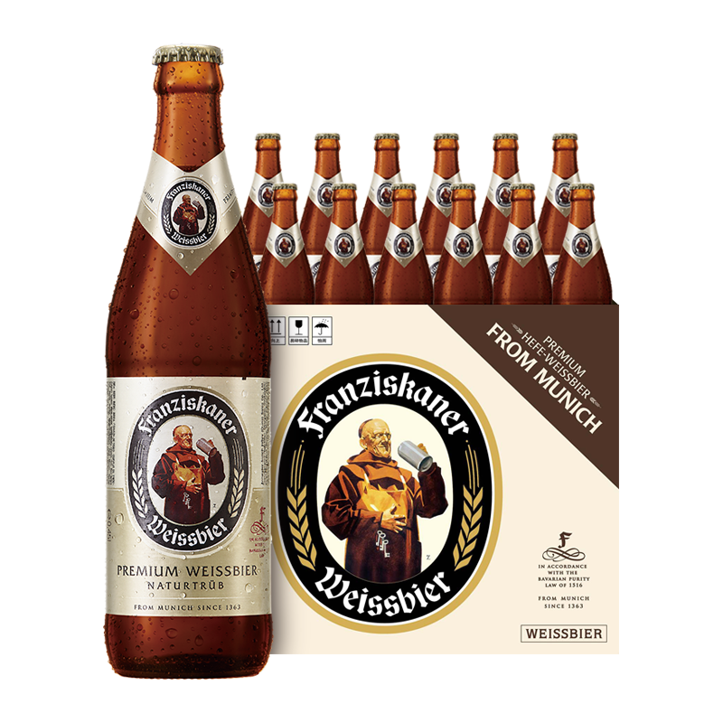PLUS会员：Franziskaner 范佳乐 德国小麦白啤酒 450ml*12瓶 75.05元包邮