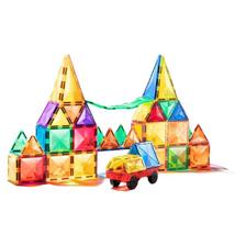 mideer 弥鹿 儿童玩具钻面彩窗磁铁玩具100片彩窗磁力片（含小车*2）+收纳 249
