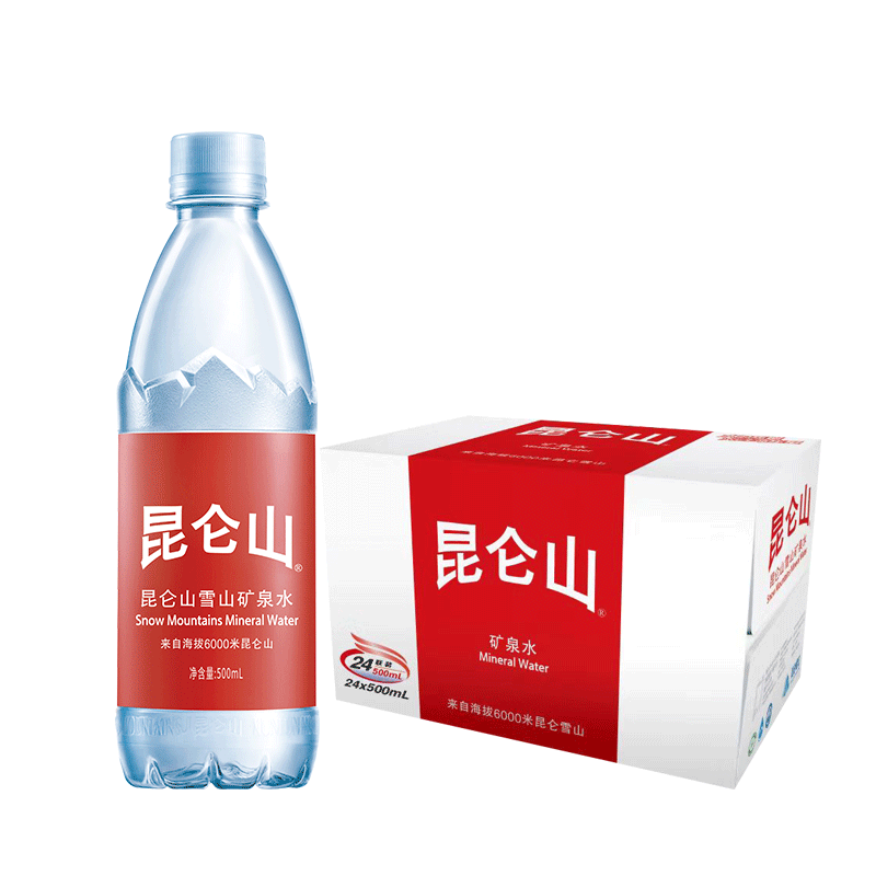 双11巅峰、plus会员、需首购:昆仑山矿泉水 天然弱碱性 500ml*24瓶＊3件 133.21元