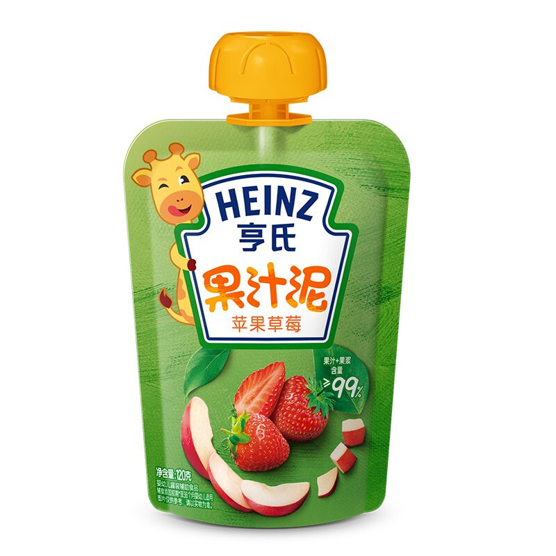 Heinz 亨氏 乐维滋系列 果泥 3段 苹果草莓味 120g 3.04元