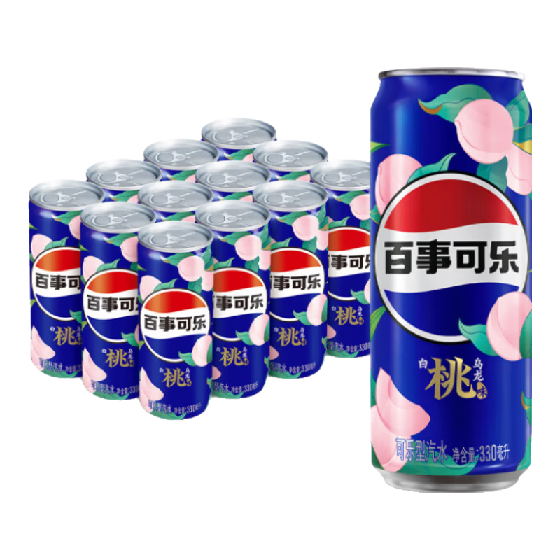 需首购：百事可乐 Pepsi 太汽系列 白桃乌龙味 细长罐 330ml*12听 26.41元