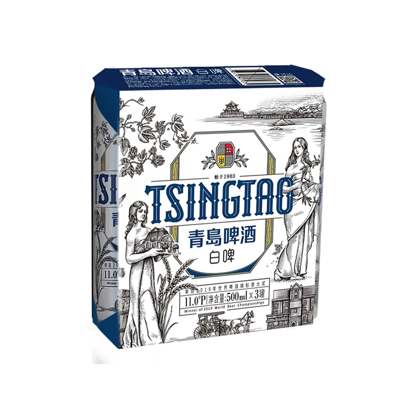 TSINGTAO 青岛啤酒 白啤 500ml*3听 29.9元