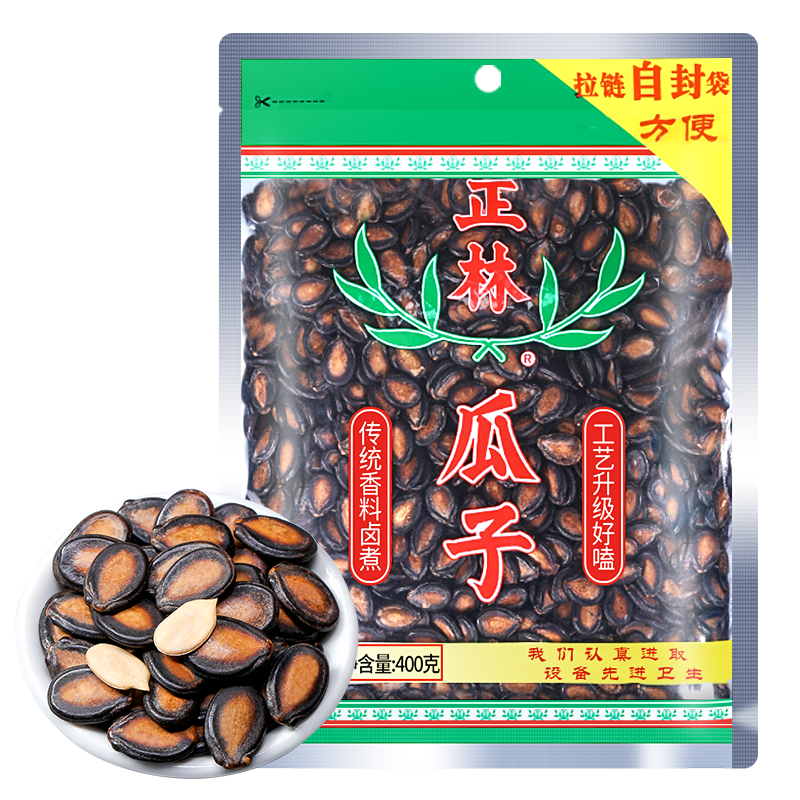 正林 3A级西瓜子400g/袋小包装袋装黑瓜子坚果 零食小吃休闲食品 19.22元（需