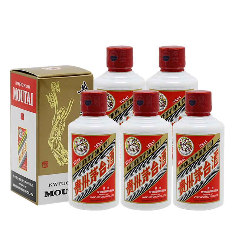 移动端、京东百亿补贴：茅台 飞天 53%vol 酱香型白酒 100ml*5瓶 1138元