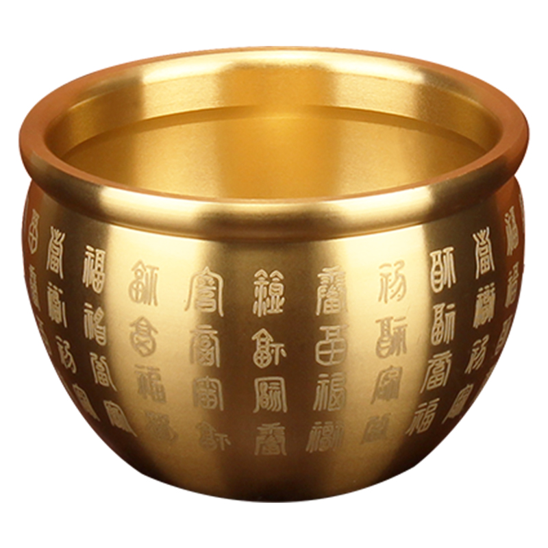 满堂吉 百福铜缸聚宝盆纯黄铜摆件 150g 7.8元（需用券）