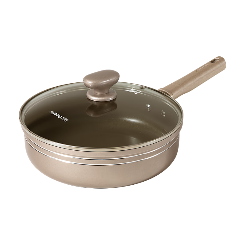 九阳 平底锅煎锅不粘锅有钛瓷煎锅0氟锅早餐锅煎牛排鎏金煎锅28cm 钛瓷煎锅