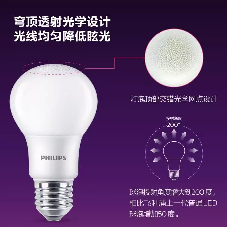 飞利浦 PHILIPS led灯泡E14E27螺口光源电灯泡 1.4元（需用券）