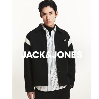 JACK&JONES 杰克·琼斯 翻领夹克外套上衣男装224321041 E43 纯黑色 185/104A/XL 380元 