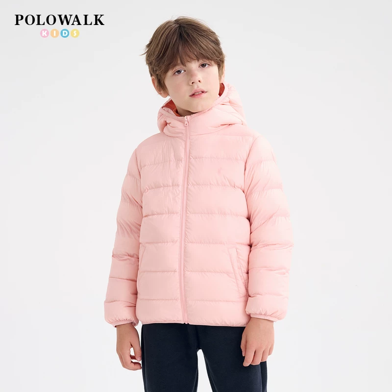 POLOWALK 童装儿童红色羽绒服连帽轻薄外套 128元正文更低价104.97元 - 清风线报