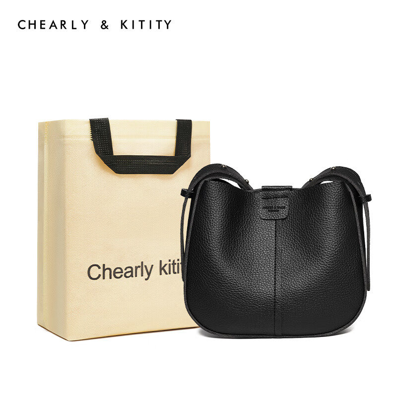 Chearly kitity 包包女包2024高级感链条百搭单肩斜挎包 CK3000441-黑色 94元（需用