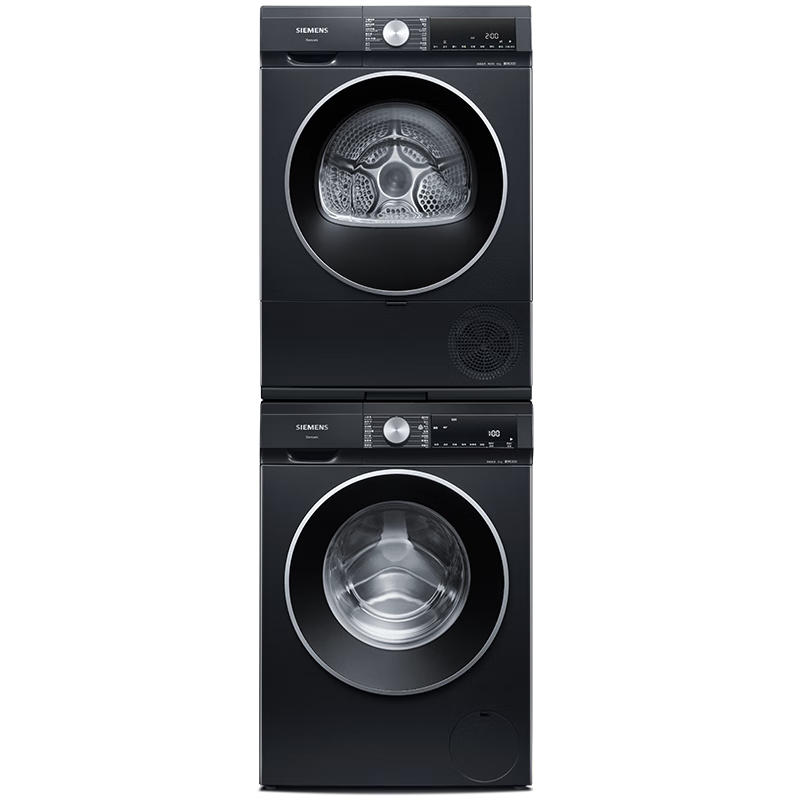 再降价、PLUS会员：SIEMENS 西门子 iQ300曜石黑系列 洗烘套装 10kg滚筒洗衣机+10k