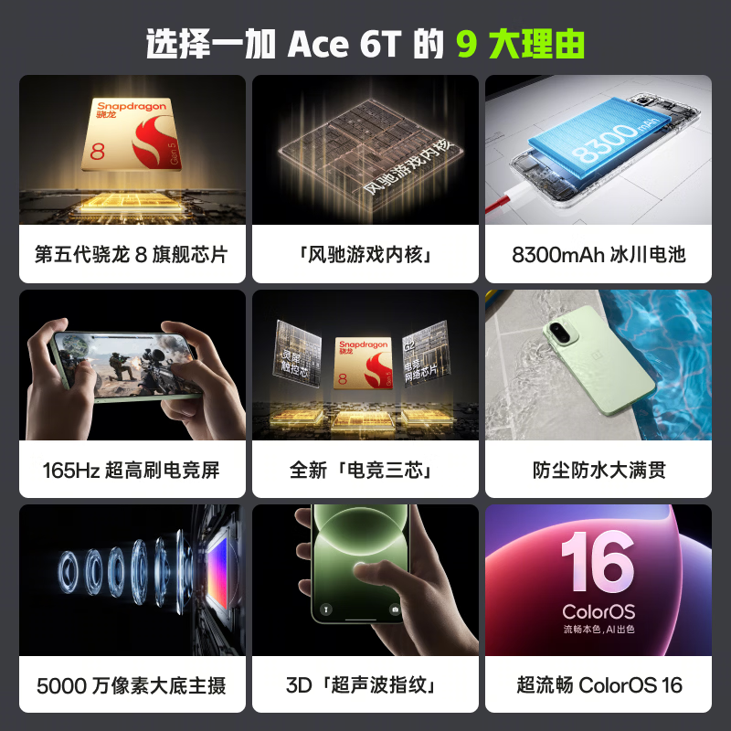 一加 Ace 6T 5G手机 12GB+512GB 闪速黑 2362.15元 - 线报酷