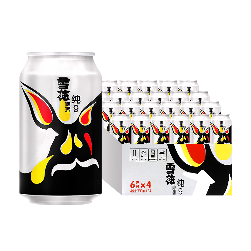 再降价、snowbeer 雪花啤酒 纯9黄啤 罐装 330ml 24瓶 26.15元（凑单可更低）
