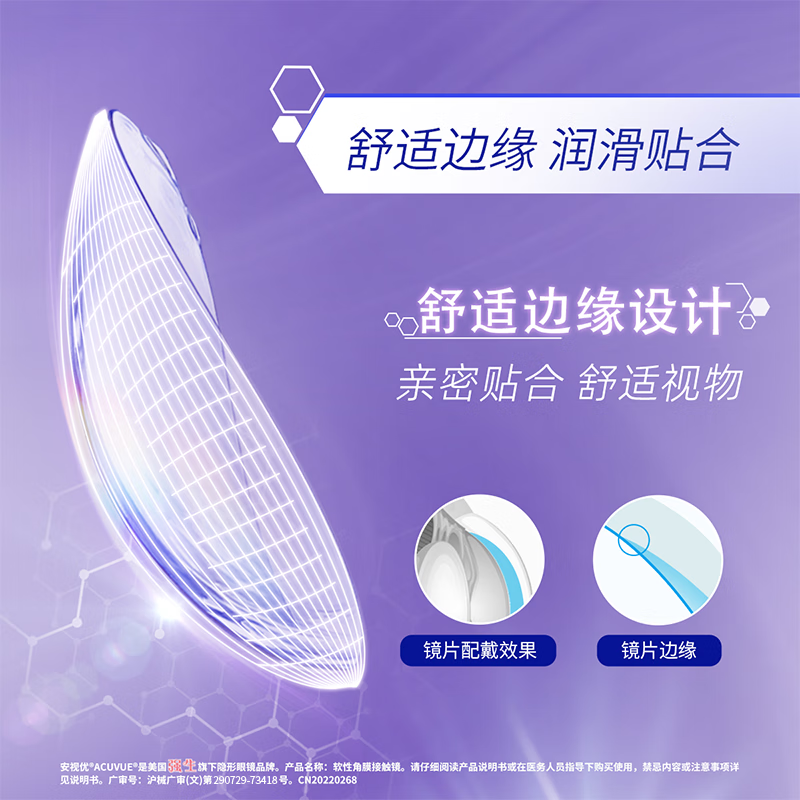 强生 安视优隐形眼镜VITA硅水凝胶月抛悦氧6片装375度 111.63元（需买4件，需