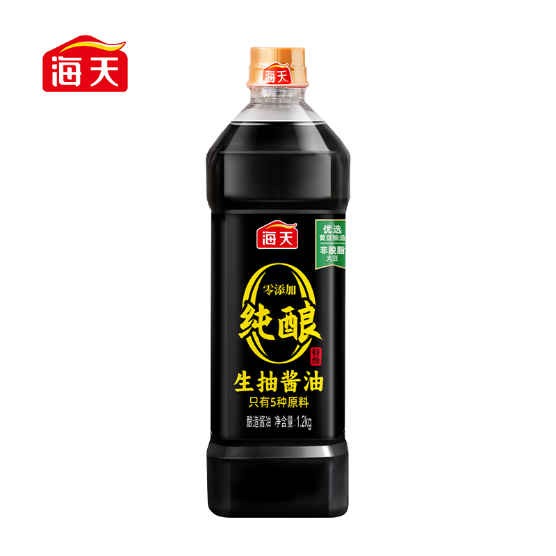88VIP：海天 酱油0添加纯酿生抽 1.2kg 6.9元