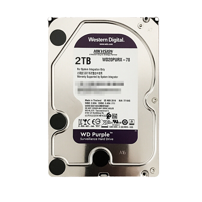 西部数据 紫盘系列 3.5英寸 监控级硬盘 2TB（7200rpm、64MB）WD20PURX 470元