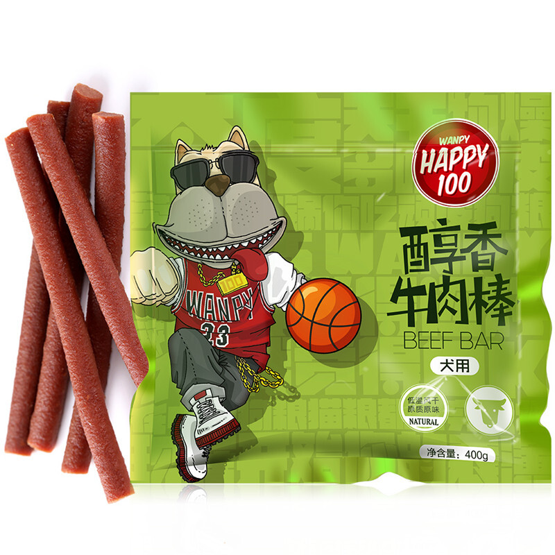 顽皮 Happy100系列 狗零食 醇香牛肉棒 400g 19.9元