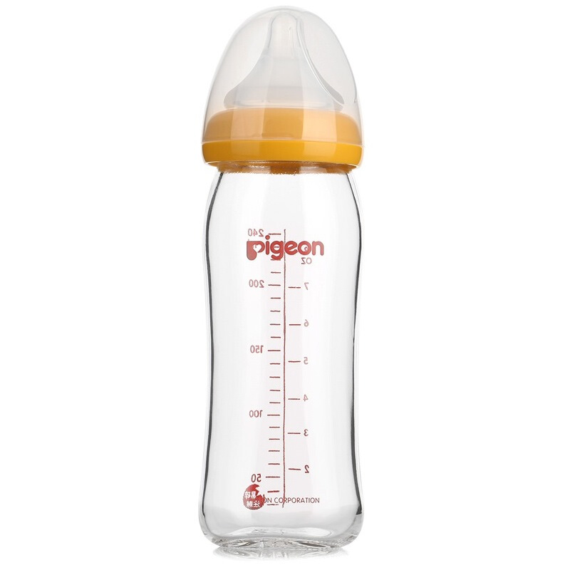 贝亲 Pigeon 经典自然实感系列 AA92 玻璃奶瓶 240ml 黄色 6月 37元