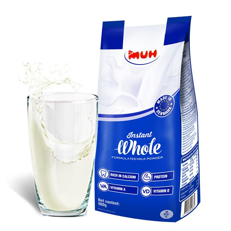 MUH 甘蒂牧场 丹麦原装进口 全脂速溶调制乳粉 高钙牛奶奶粉冲饮900g 营养早