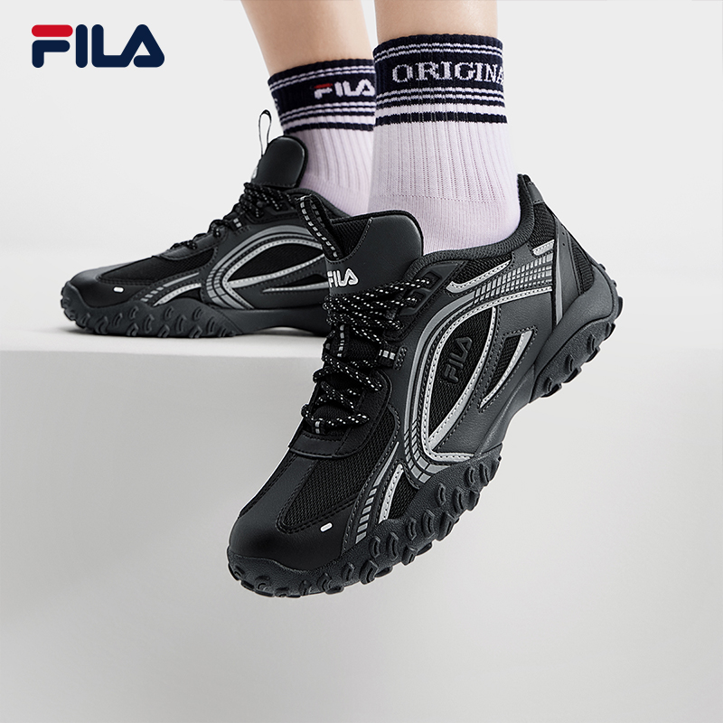 FILA 卵石鞋|韩素希FILA斐乐百搭德训鞋女鞋银色运动鞋子老爹鞋薄底鞋 250.33