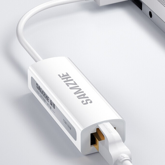 SAMZHE 山泽 UWH01 USB-A转RJ45 白色 百兆网卡 18元