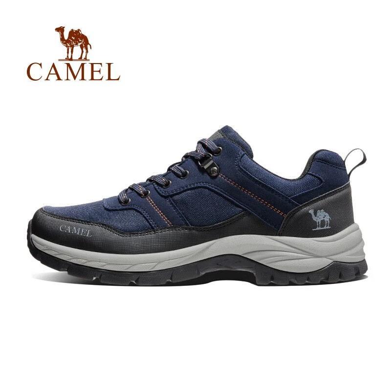 CAMEL 骆驼 户外登山鞋男季耐磨防滑徒步鞋低帮减震户外爬山鞋 FOS2230001，黑/