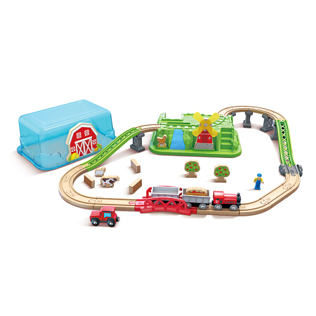 Hape 轨道车玩具 儿童火车拼装积 E3772农场盒子套 158元（需用券）