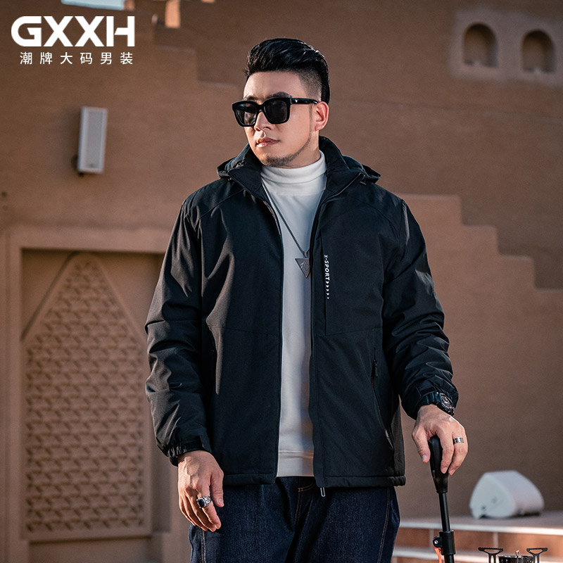 GXXH 潮牌大码男装连帽棉衣 t22635c 206元