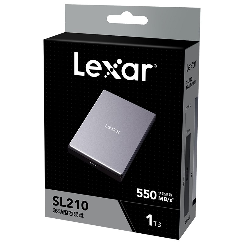 Lexar 雷克沙 SL210 USB3.1 移动固态硬盘 Type-C 1T 银色 419元包邮（需用券）