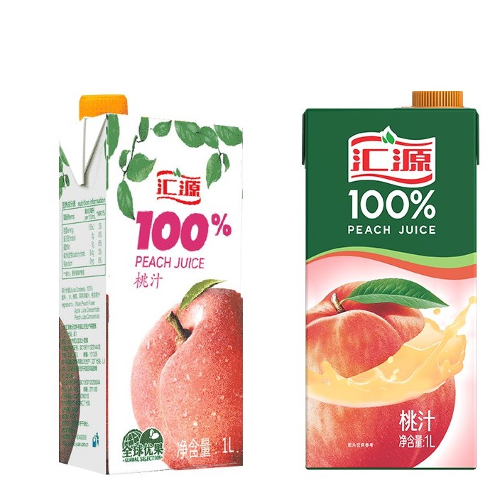 汇源 果汁100%桃汁浓缩果汁饮料1L*5盒 38.7元（需用券）