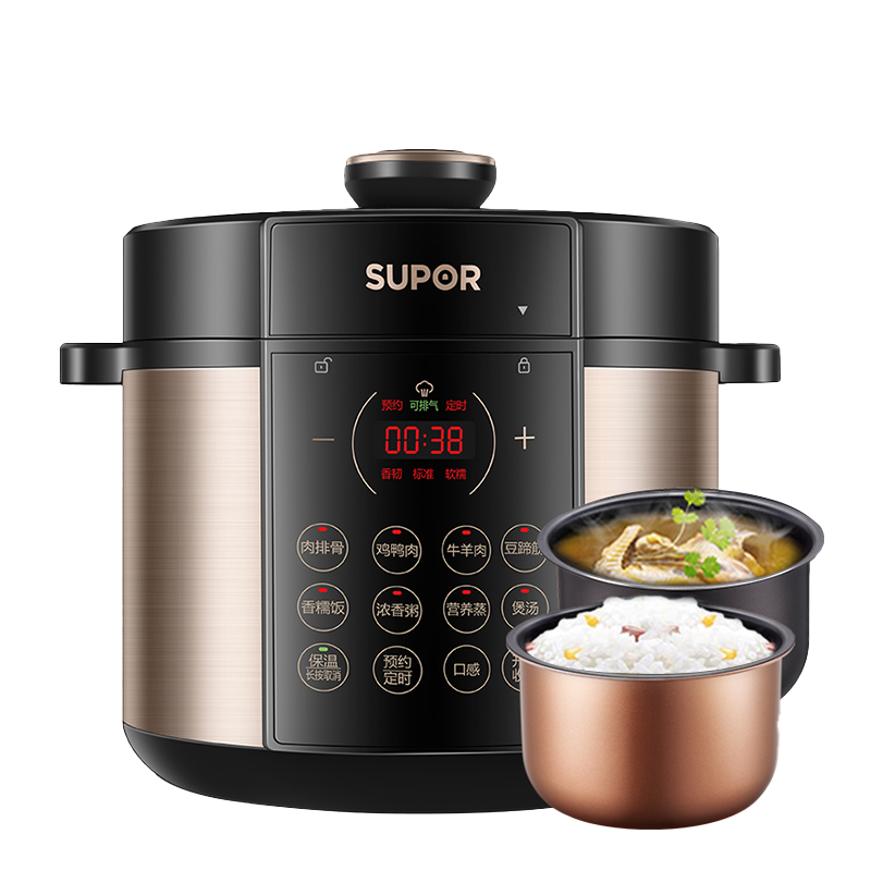 苏泊尔（SUPOR）国潮系列电压力锅 5L全自动智能预约 家用煲汤 多功能面板易