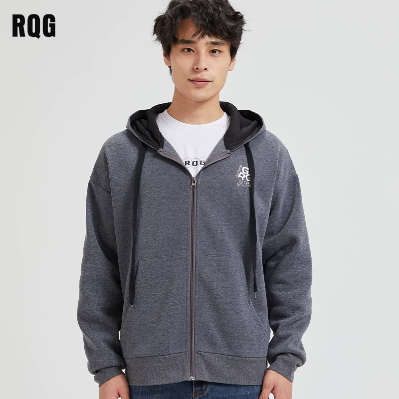 R.Q.G 卫衣外套男春秋季连帽夹克男士青少年拉链开衫加绒休闲新款 20.1元 - 线报酷