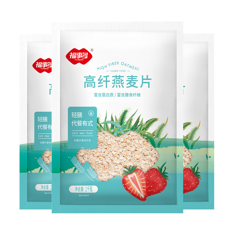 FUSIDO 福事多 包邮 福事多 高纤燕麦片1kg*3袋 28.41元