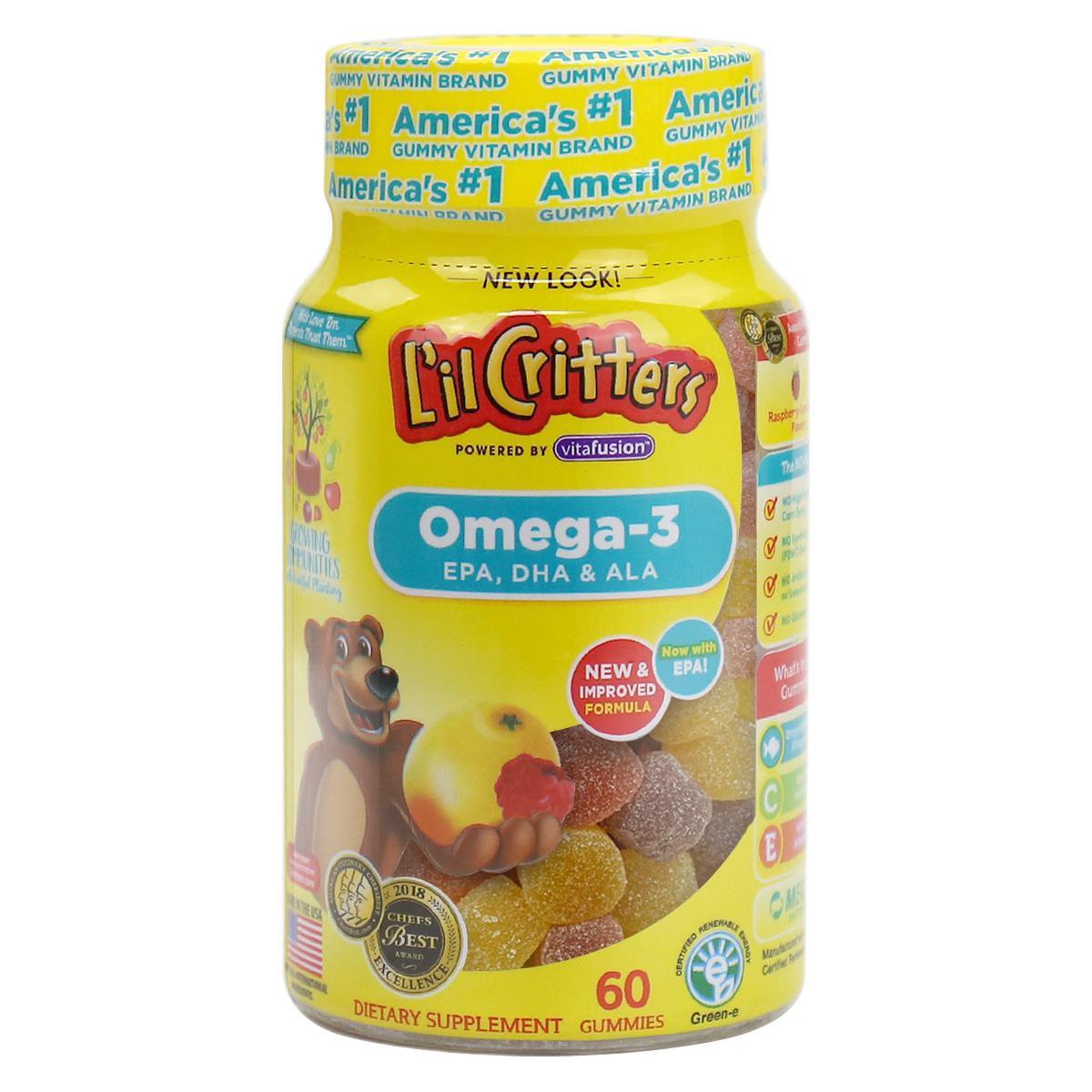L'il Critters 儿童小熊糖DHA鱼油 天然覆盆子+柠檬味 60粒 43.34元（需买3件，需