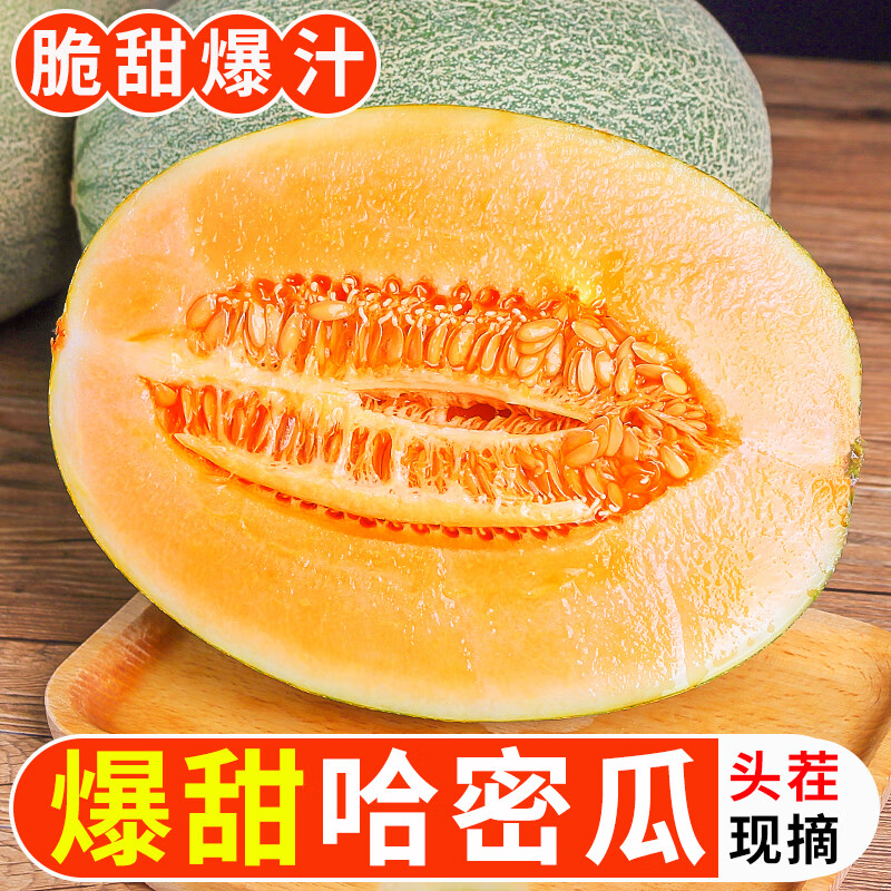 擂冠正宗哈密瓜 西州蜜网纹瓜海南爆汁甜瓜新鲜水果当季现摘生鲜水果 精选6-7斤(2枚) 14.9元(需领券)