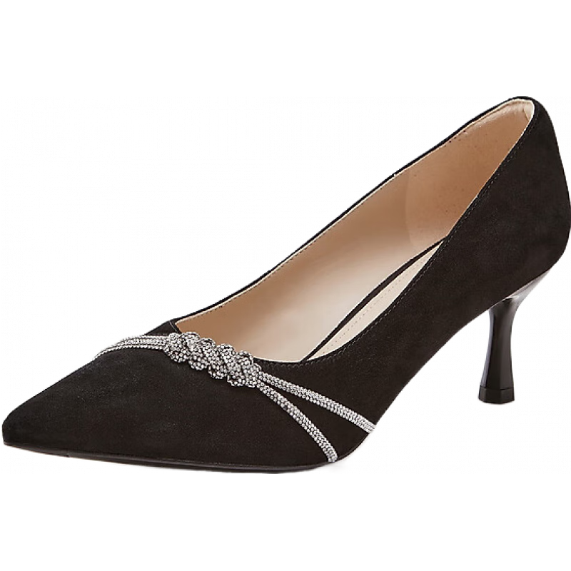 百丽 精致水钻高跟单鞋女2026春优雅浅口单鞋F1U1DAQ6 黑色 38 539元（需用券）