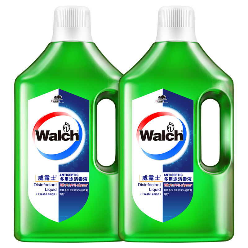 Walch 威露士 多用途消毒液除菌液衣物家居消毒杀菌 清新青柠1L*2瓶 44.9元（