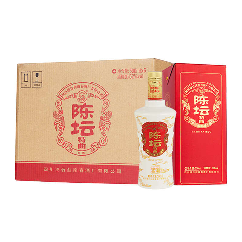 plus会员：剑南春 陈坛特曲 52度 500ml*6瓶 整箱装 浓香型白酒 157.01元