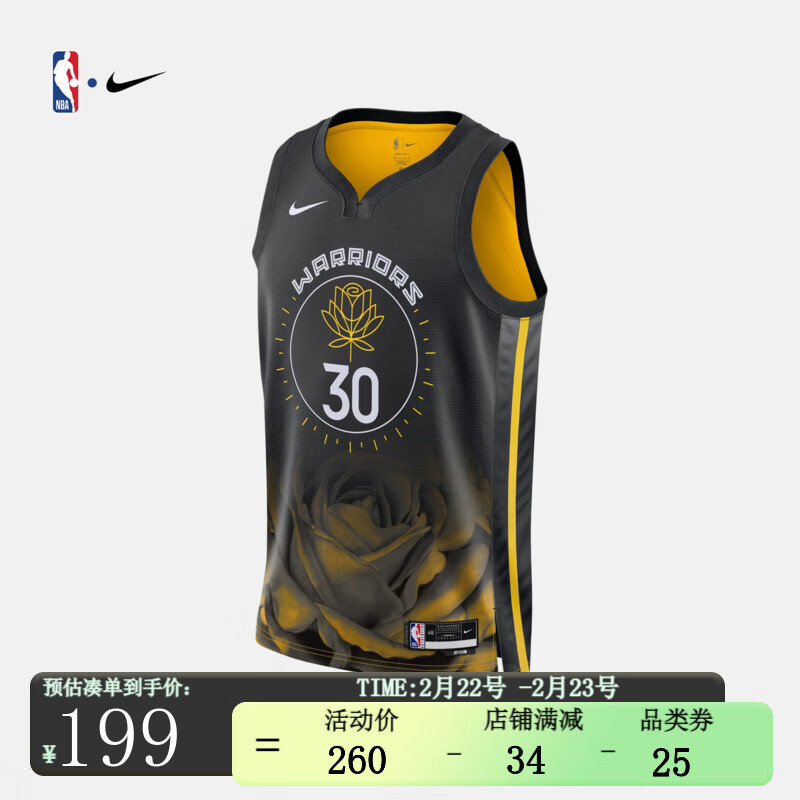 NIKE 耐克 男子球衣 金州勇士队 DRI-FIT NBA SWINGMAN JERSEY DO9593-012 L 212.89元（需买