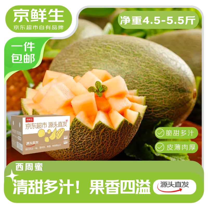 京鲜生 山东哈密瓜西州蜜25号 净重6-7斤2-3粒装 源头直发 净重3斤单果250g+ 21.