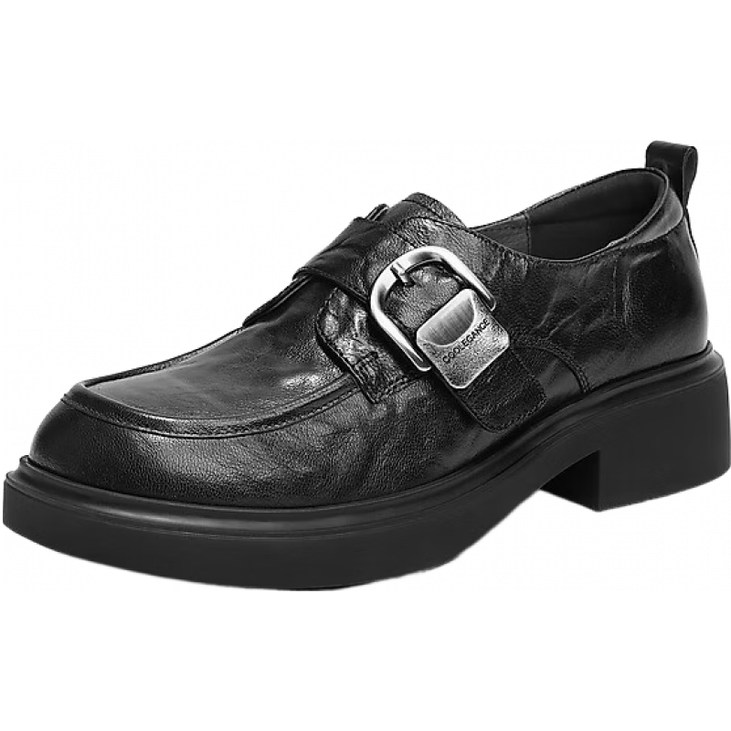 百丽 复古羊皮方扣乐福鞋女2026春便士乐福鞋F1E1DAM6 黑色 36 (230mm) 479元（需