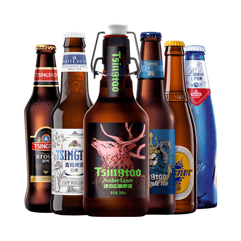 PLUS会员：青岛啤酒 精酿组合6种330ml*12瓶（白啤+黑啤+皮尔森+海神IPA+琥珀拉